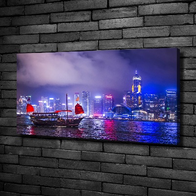 Bild auf leinwand Hongkong bei Nacht