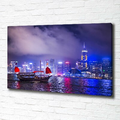 Bild auf leinwand Hongkong bei Nacht