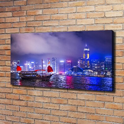 Bild auf leinwand Hongkong bei Nacht