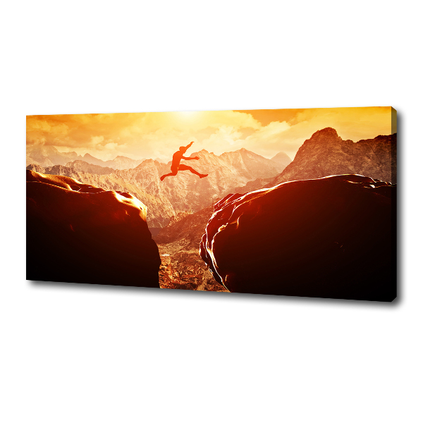 Wandbild Spring über den Abgrund