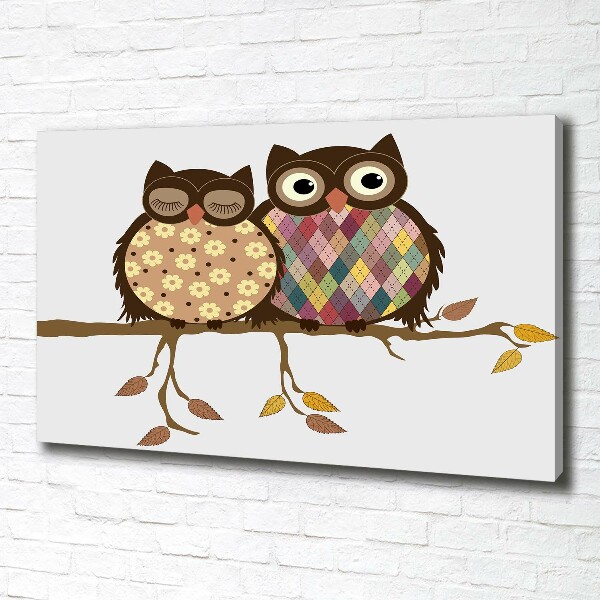 Wandbild Zwei Eulen auf einem Ast