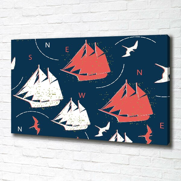 Wandbild Schiffe Seevögel