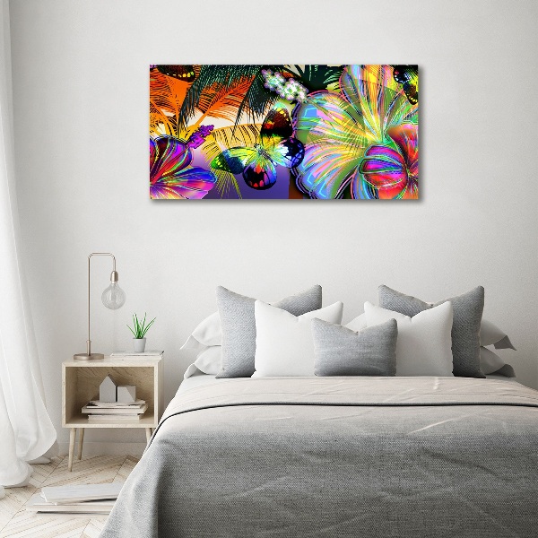 Bild auf leinwand Blumen und ein Schmetterling
