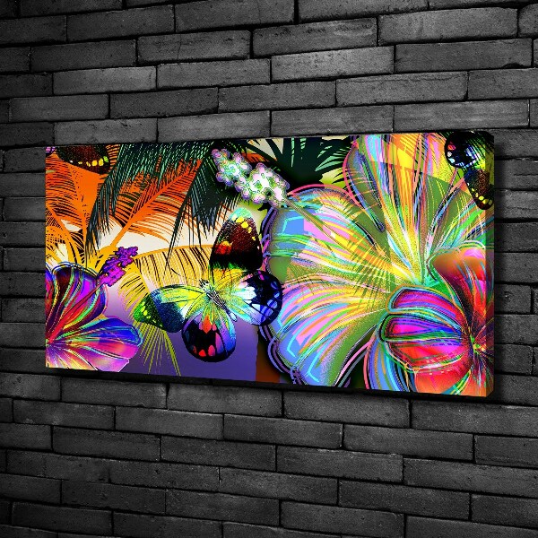 Bild auf leinwand Blumen und ein Schmetterling