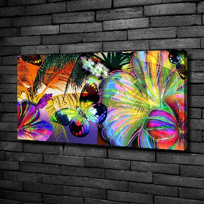 Bild auf leinwand Blumen und ein Schmetterling