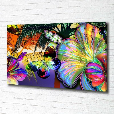 Bild auf leinwand Blumen und ein Schmetterling