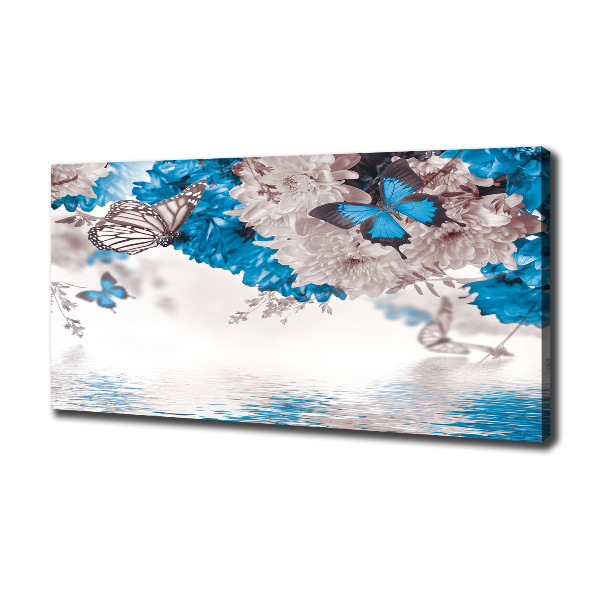 Wandbild Blumen und Schmetterlinge