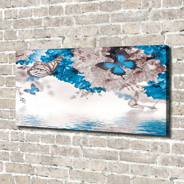 Wandbild Blumen und Schmetterlinge