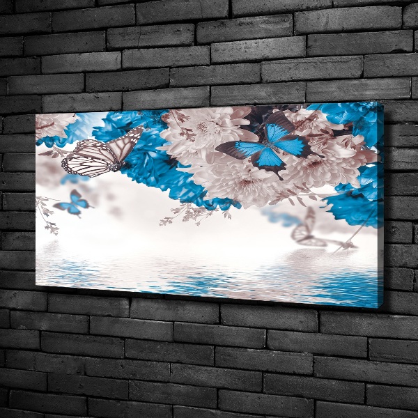 Wandbild Blumen und Schmetterlinge