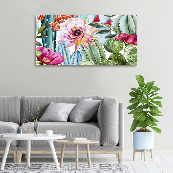 Wandbild Kakteen und Blumen