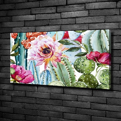 Wandbild Kakteen und Blumen