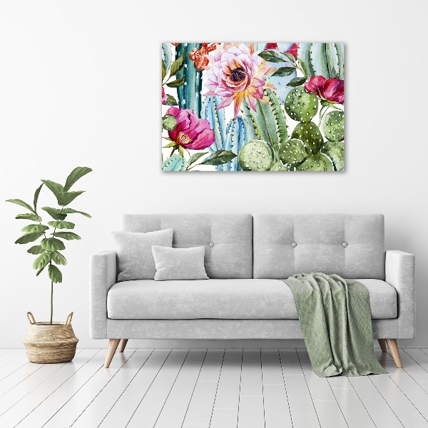Wandbild Kakteen und Blumen