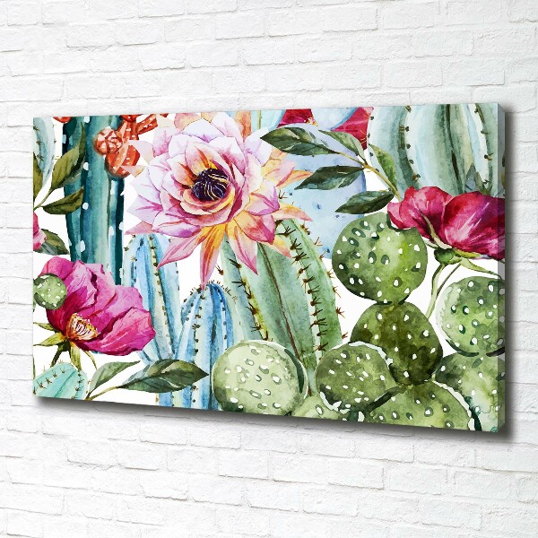 Wandbild Kakteen und Blumen