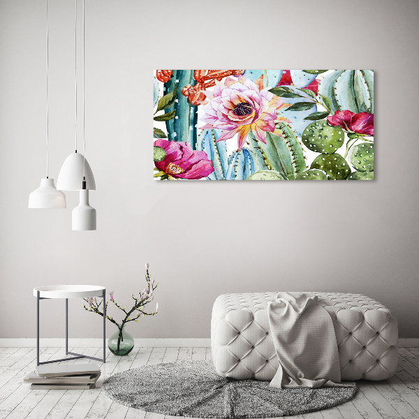 Wandbild Kakteen und Blumen