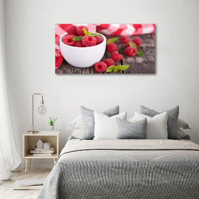 Bild auf leinwand Himbeeren in einer Schüssel