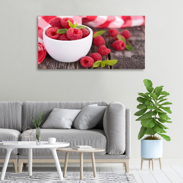 Bild auf leinwand Himbeeren in einer Schüssel