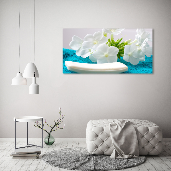 Wandbild Weiße Spa-Blumen