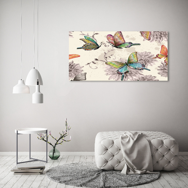 Bild auf leinwand Schmetterlinge und Blumen
