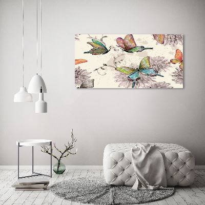 Bild auf leinwand Schmetterlinge und Blumen