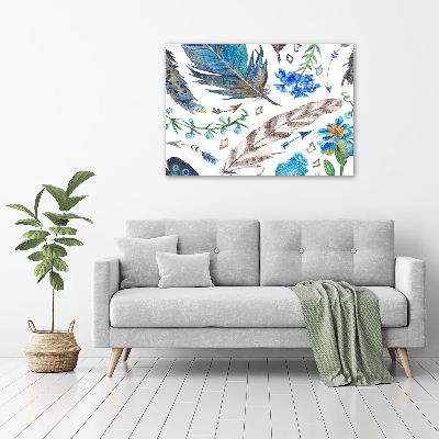 Bild auf leinwand Federn und Blumen
