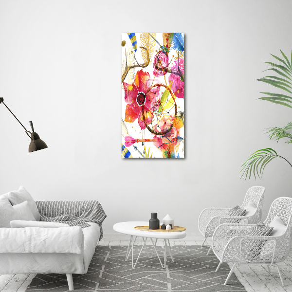 Wandbild vertikales Blumen im Boho-Stil