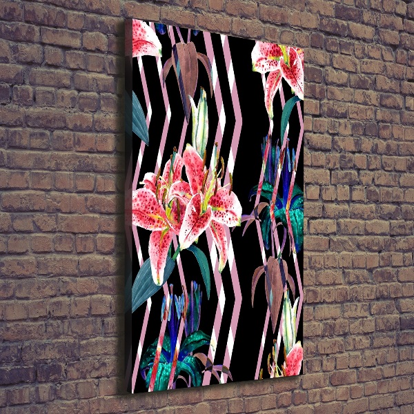 Foto leinwand vertikales Lilien im Hintergrund