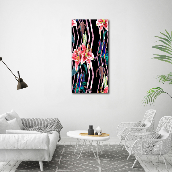 Foto leinwand vertikales Lilien im Hintergrund