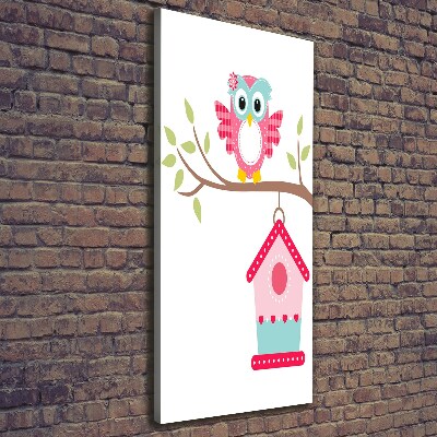 Foto leinwand vertikales Eule auf einem Ast