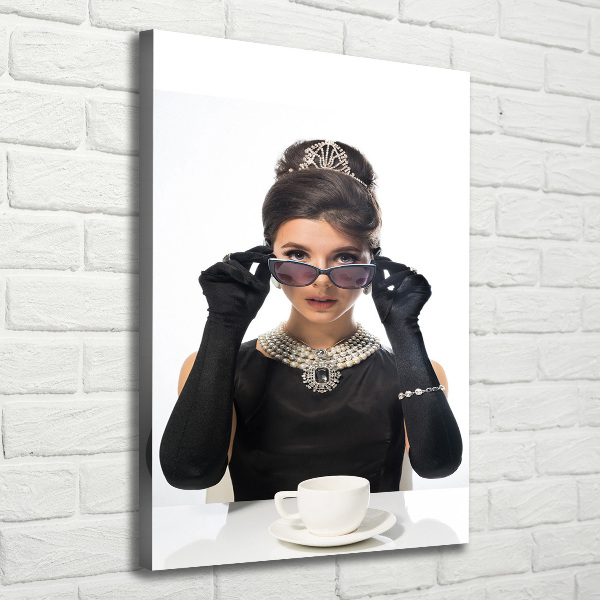 Foto auf leinwand vertikales Frau mit Brille