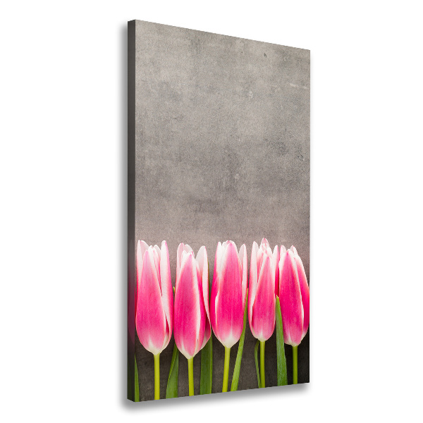 Foto leinwand vertikales Rosa Tulpen