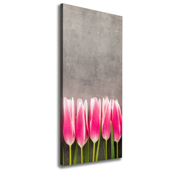 Foto leinwand vertikales Rosa Tulpen