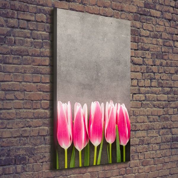 Foto leinwand vertikales Rosa Tulpen