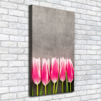 Foto leinwand vertikales Rosa Tulpen