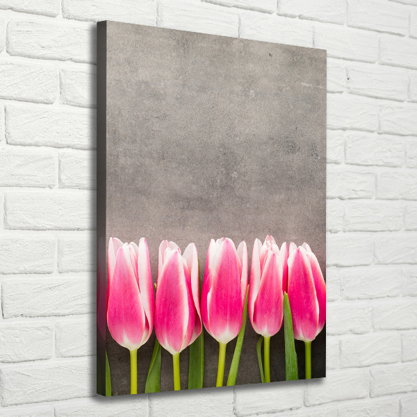 Foto leinwand vertikales Rosa Tulpen