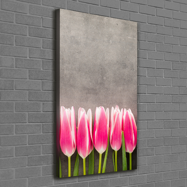 Foto leinwand vertikales Rosa Tulpen