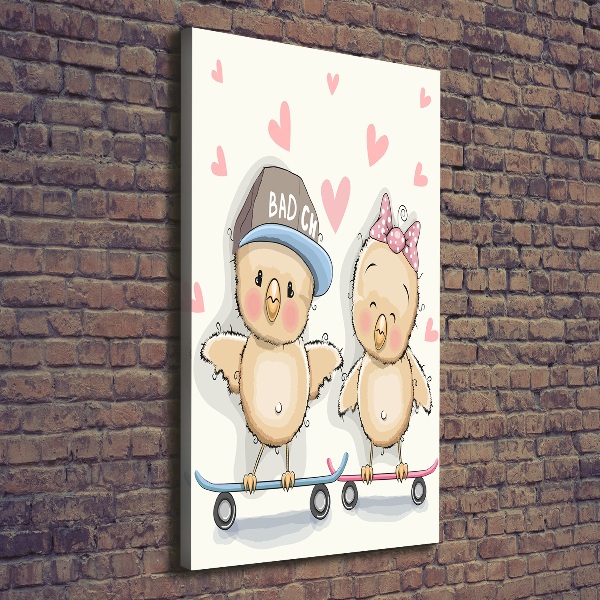 Foto auf leinwand vertikales Skateboard-Hühner