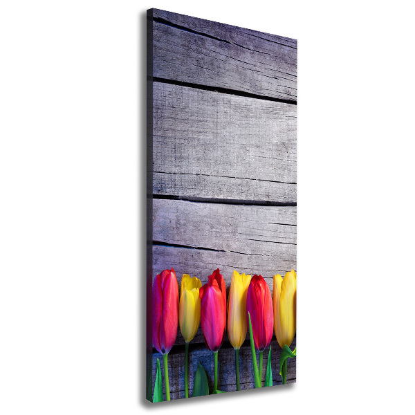 Foto auf leinwand vertikales Bunte Tulpen
