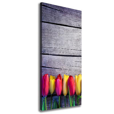 Foto auf leinwand vertikales Bunte Tulpen