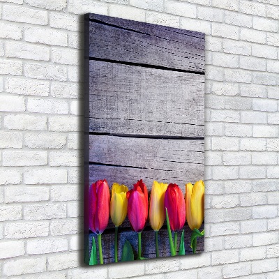 Foto auf leinwand vertikales Bunte Tulpen