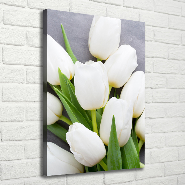 Foto leinwand vertikales Weiße Tulpen