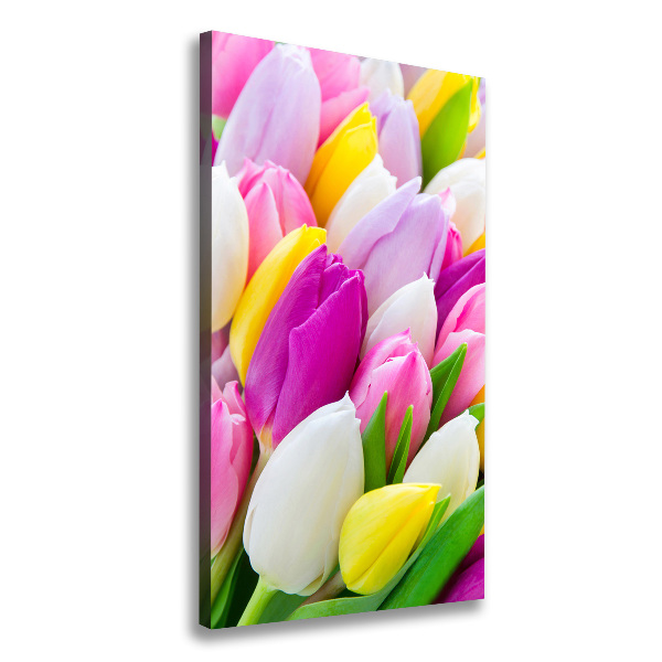 Wandbild vertikales Bunte Tulpen