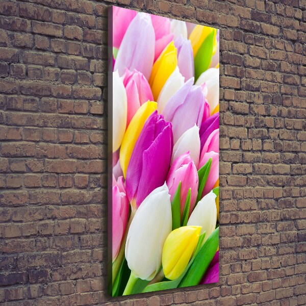 Wandbild vertikales Bunte Tulpen