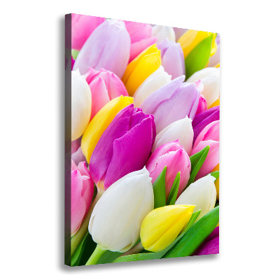 Wandbild vertikales Bunte Tulpen