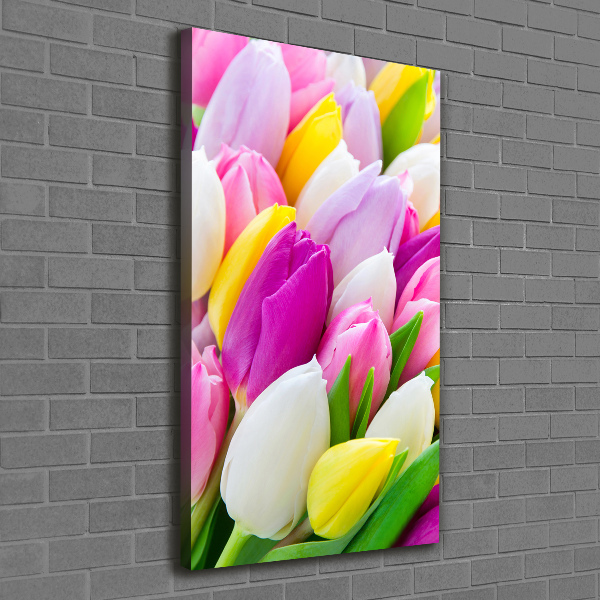 Wandbild vertikales Bunte Tulpen