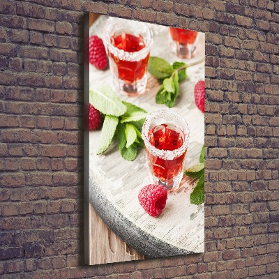 Foto leinwand vertikales Himbeeren und Getränke