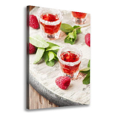 Foto leinwand vertikales Himbeeren und Getränke