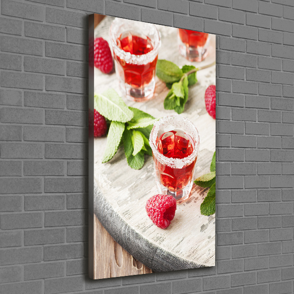 Foto leinwand vertikales Himbeeren und Getränke