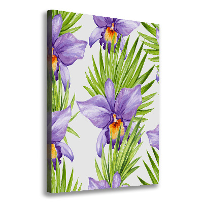 Foto leinwand vertikales Orchideen und Palmen