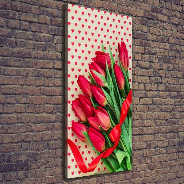 Foto auf leinwand vertikales Rote Tulpen