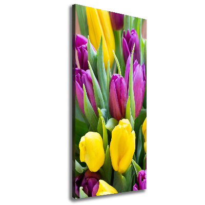 Foto auf leinwand vertikales Bunte Tulpen